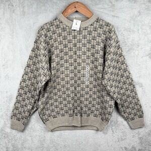 Towncraft Crew Neck Sweater‎ Mens L Multicolor Geometric Grandpa Dead Stock NWT